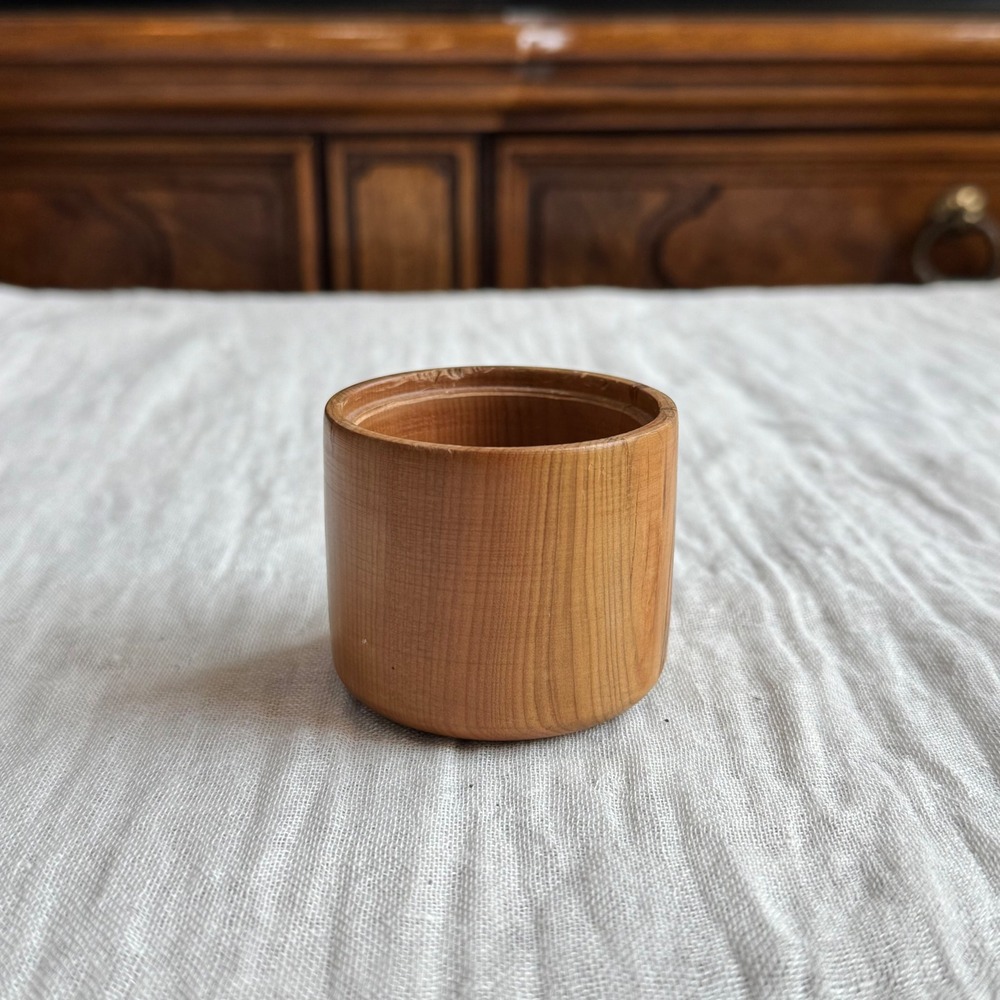 VTG Handmade Yew Wooden Bowl Dish Vase Bud Signed Small Natural Wood '97 - Picture 2 of 10